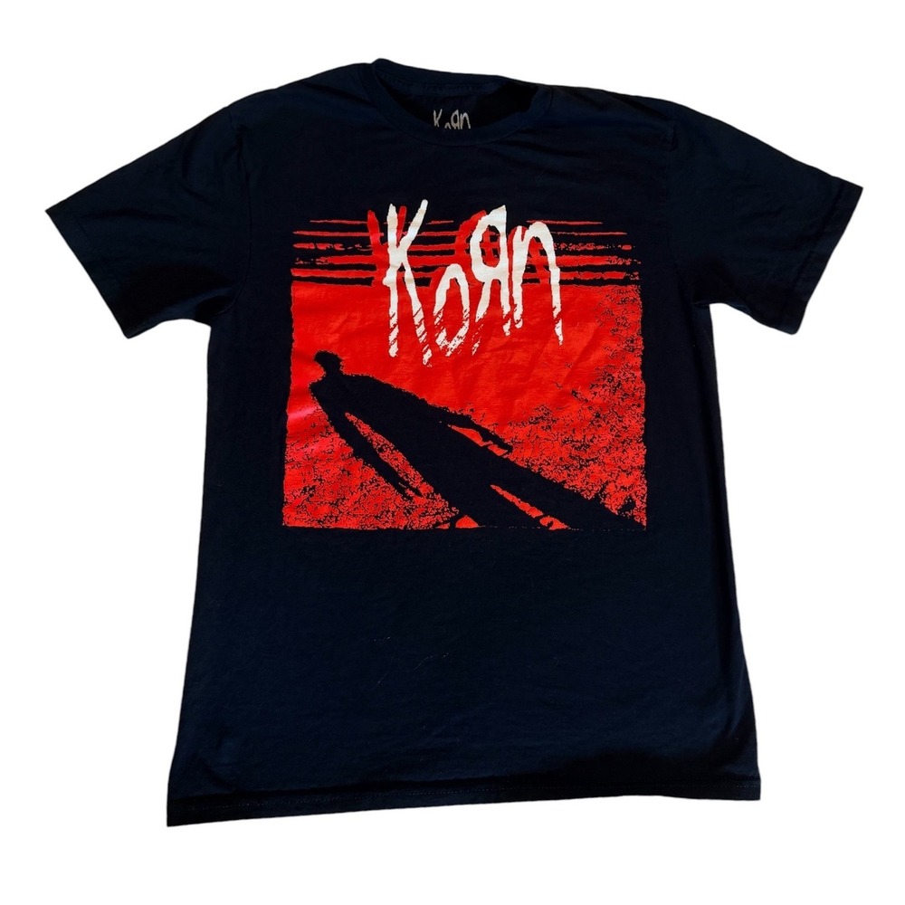Korn Graphic T-Shirt Men Small Black Red Silhouette Nu Metal Band Tee Mad Engine